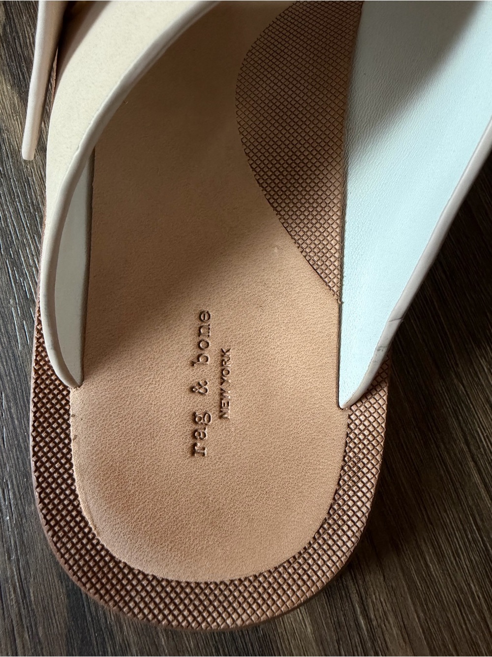 rag & bone Avost Sandal | Cream Leather Double-Buckle Slide Sandals - Picture 2 of 3